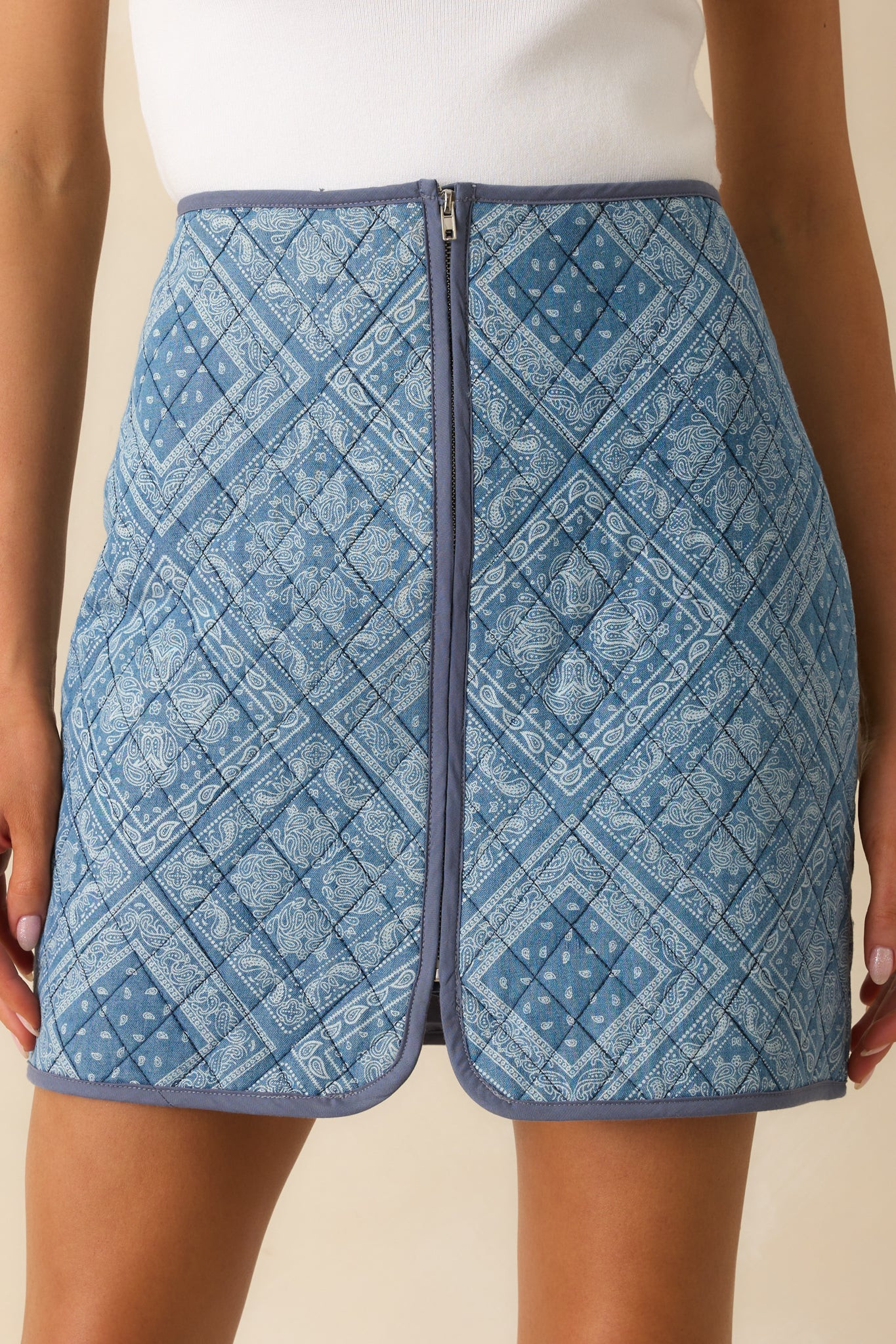 Told You So Light Blue Quilted Mini Skirt | Red Dress