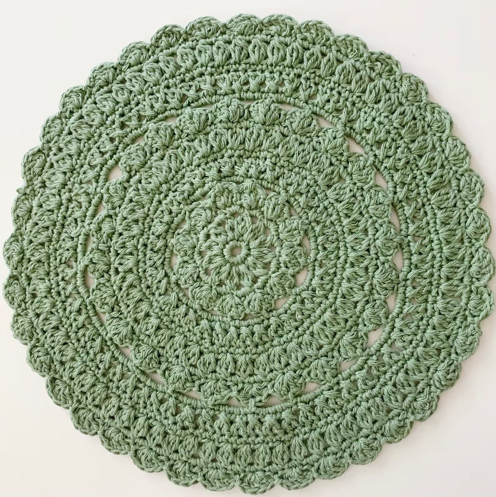 Sage Green Cotton Place Mat Farmhouse Decor Mandala Style Crochet Doily Home Decor - Etsy | Etsy (US)