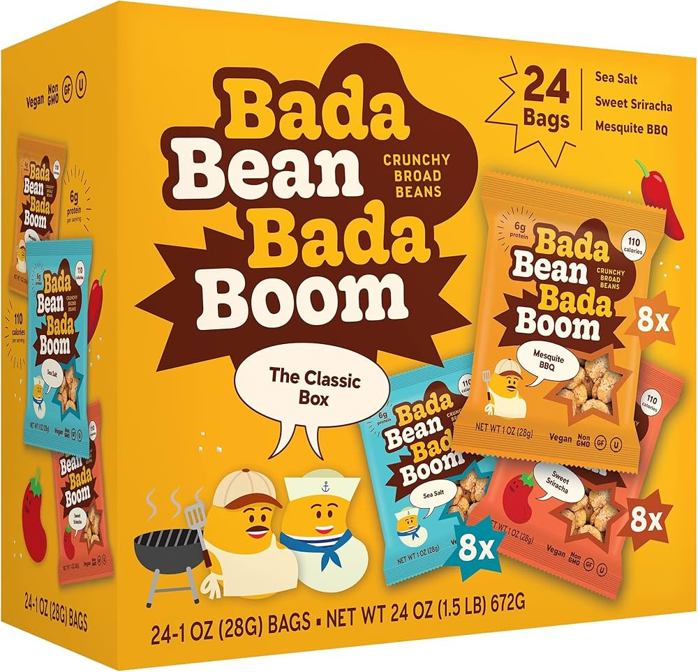 Bada Bean Bada Boom Plant-Based Protein, Gluten Free, Vegan, Crunchy Roasted Broad (Fava) Bean Sn... | Amazon (US)