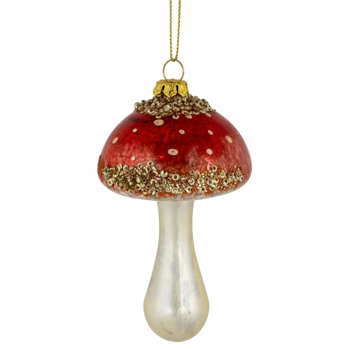 Northlight Sequined Mushroom Glass Christmas Ornament - 5" - Red and Gold Finish | Target