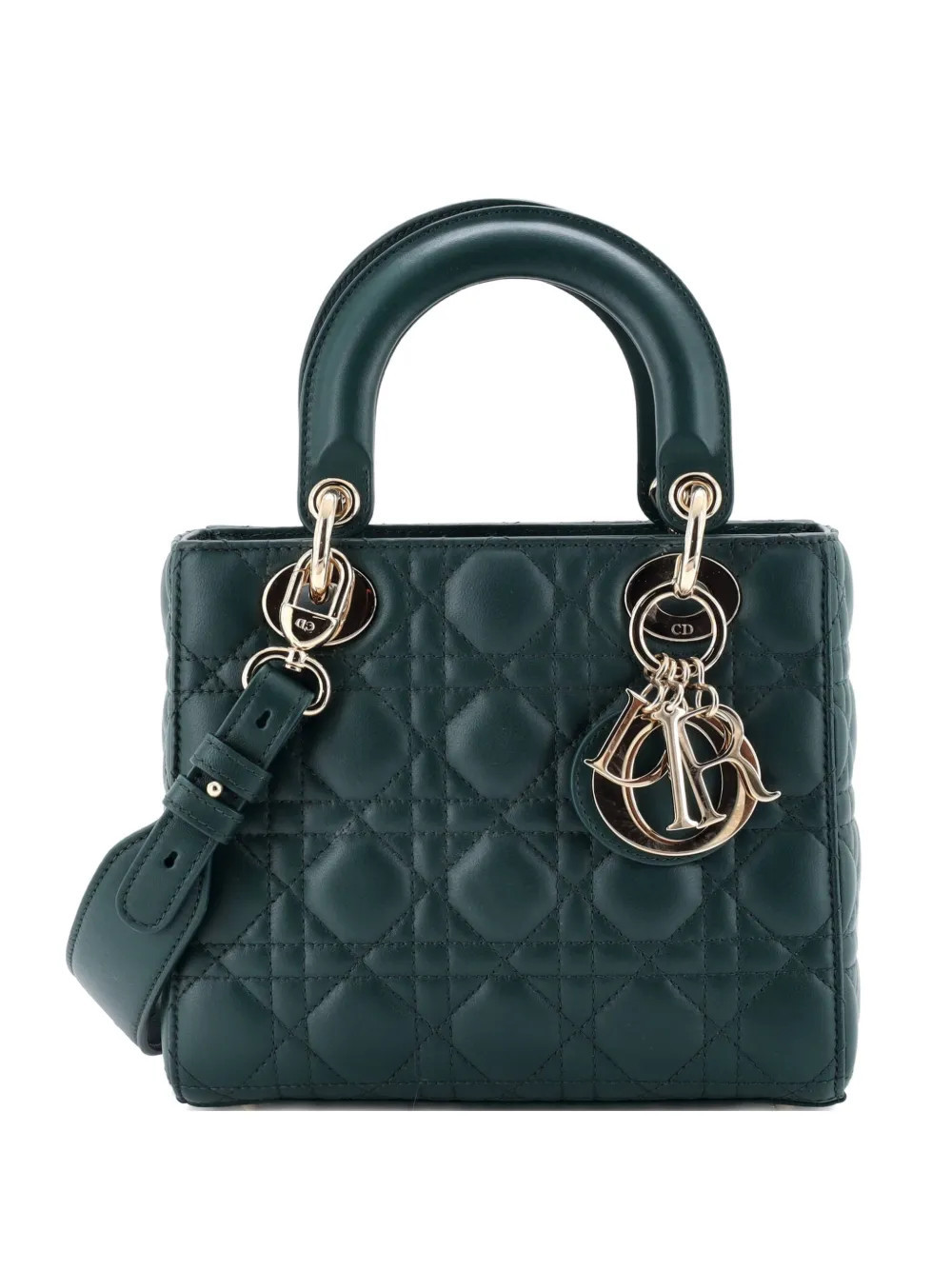 Christian Dior Pre-Owned My ABCDior Lady Dior Bag Cannage Quilt Lambskin crossbody bag - Green | Farfetch Global
