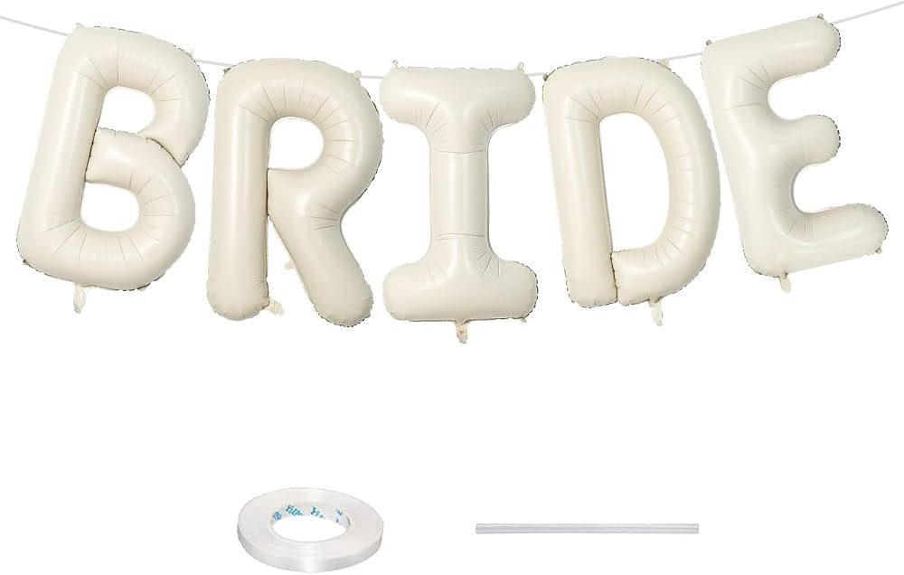 40 Inch Beige BRIDE Balloons Bachelorette for Bridal Shower, Large Cream White Sand Bride Mylar F... | Amazon (US)