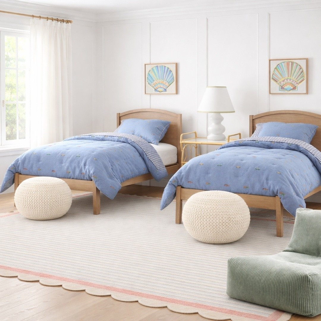 A bright and playful coastal bedroom design, perfect for a kids room or a guest room 🐚 using all furniture finds under $500! 

#LTKSaleAlert #LTKHome #LTKKids