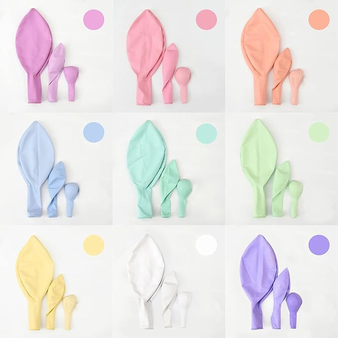 Macaron Colorful Balloons,144Pcs Mixed Size 5/12/18 Inch Assorted Pastel 9 Color Rainbow Latex Ba... | Amazon (US)