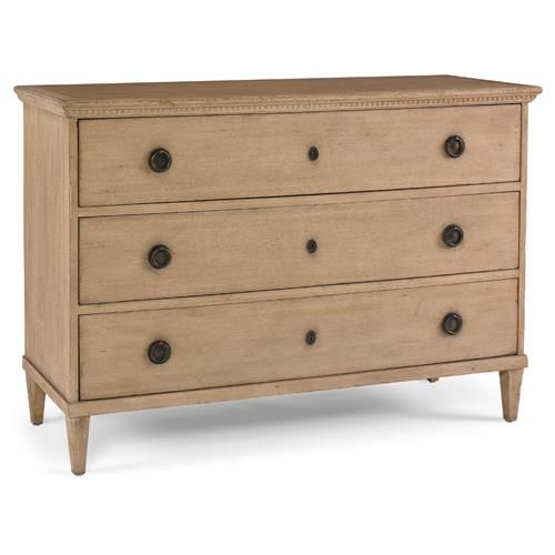 Century Fenimore French Brown Oak Wood Brass Hardware 3 Drawer Bachelor Chest | Kathy Kuo Home