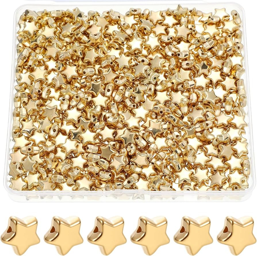 400 Pcs Star Spacer Beads 12 mm Star Shaped Charm Large Hole Loose Beads for Jewelry Bracelets Cr... | Amazon (US)