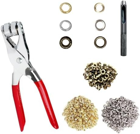 1003Pcs Grommet Tool Kit, 1/4 Inch 6mm(Inside) Grommet Eyelet Pliers Kit with 1000 Metal Eyelets ... | Amazon (US)