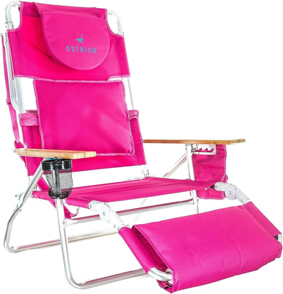 Ostrich Deluxe 3 in 1 Beach Chair with Face Opening - Portable, Reclining Lounger for Tanning - F... | Amazon (US)