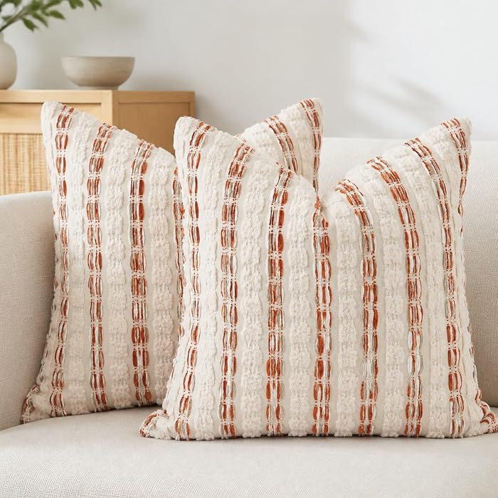 Euro Sham Farmhouse Throw Pillow Covers, 26x26, Rust Orange | Amazon (US)