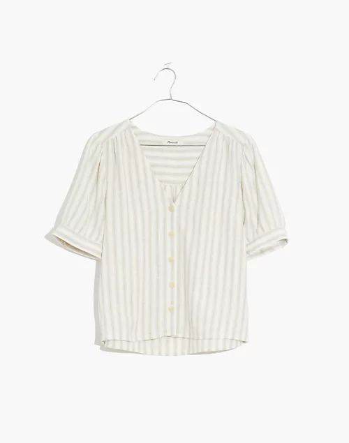 Linen-Blend Plaza Button-Front Shirt in Devon Stripe | Madewell