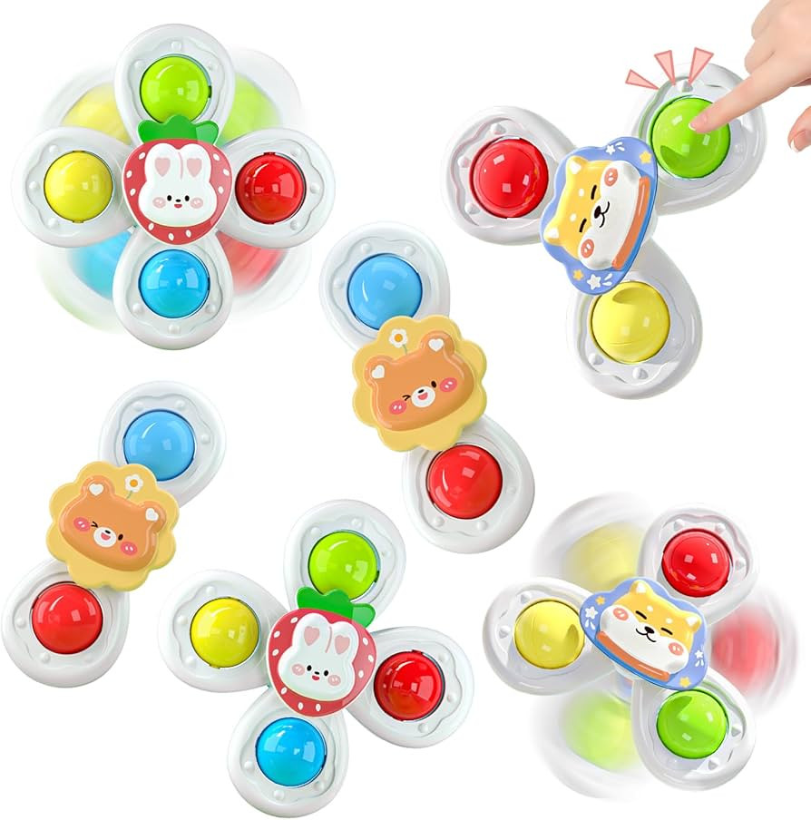 6PCS Suction Cup Spinner Toys for 1 2 3 Year Old Boy Girl, Spinning Toys for 6 12 18 Months, Sens... | Amazon (US)
