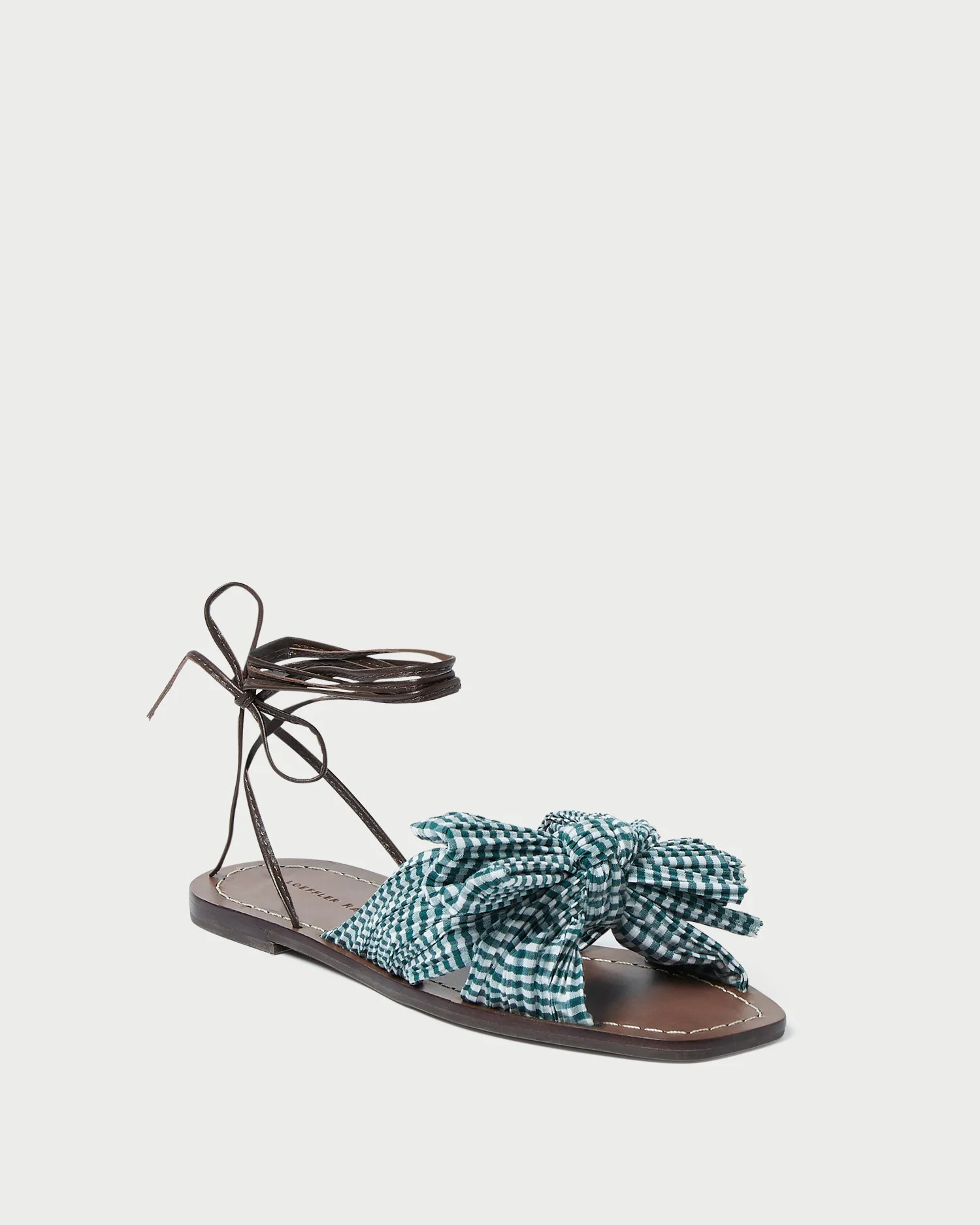 Peony Green Gingham Bow Slide | Loeffler Randall