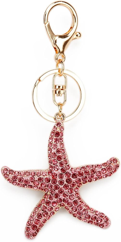 Lucky Starfish Colorful Opal Rhinestone Plating Women Car/Bag Keychain Purse Charm | Amazon (US)