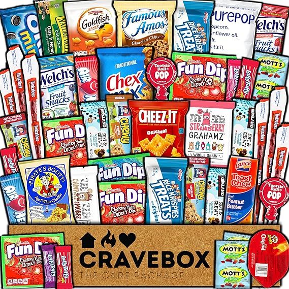 CraveBox Care Package (45 Count) Snacks Food Cookies Granola Bar Chips Candy Ultimate Variety Gif... | Amazon (US)