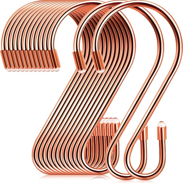 Hotop 36 Pcs S Hooks for Hanging 3.15 Inch Heavy Duty, Rose Gold | Amazon (US)