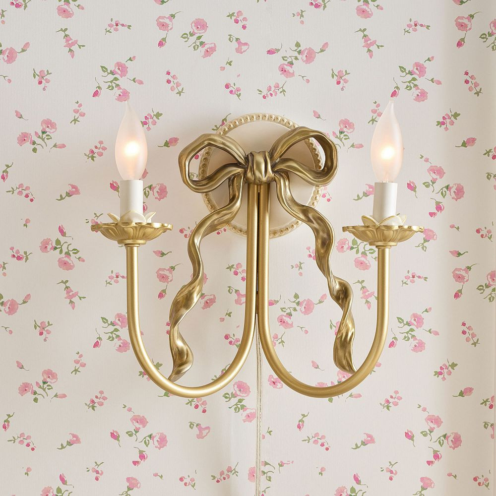 LoveShackFancy Bow Candelabra Plug-In Sconce (13"x12") | Pottery Barn Teen