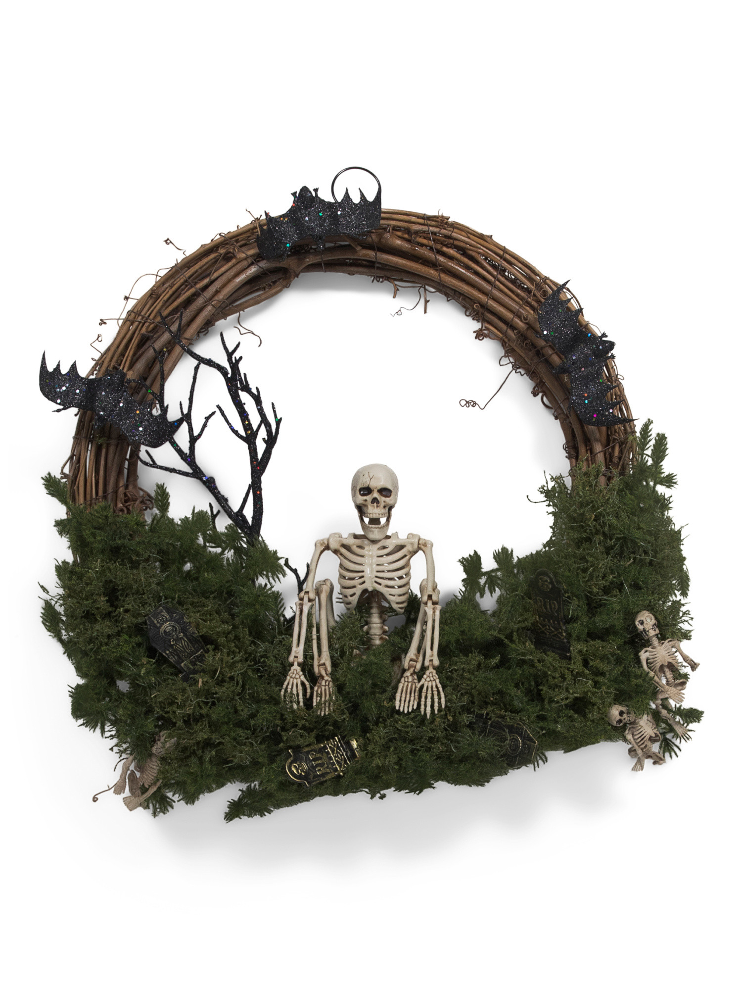 22in Tombstones Skeleton Half-vine Wreath | TJ Maxx
