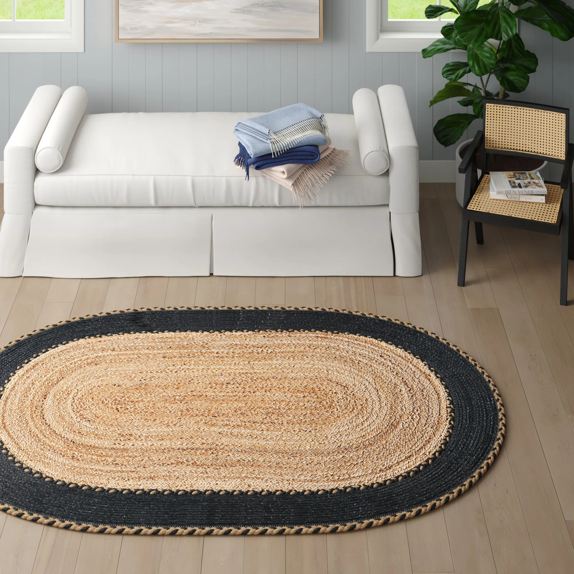 Sand & Stable™ Malvern Oval Hand-Loomed Jute/Cotton Area Rug in Brown/Black & Reviews | Wayfair | Wayfair North America