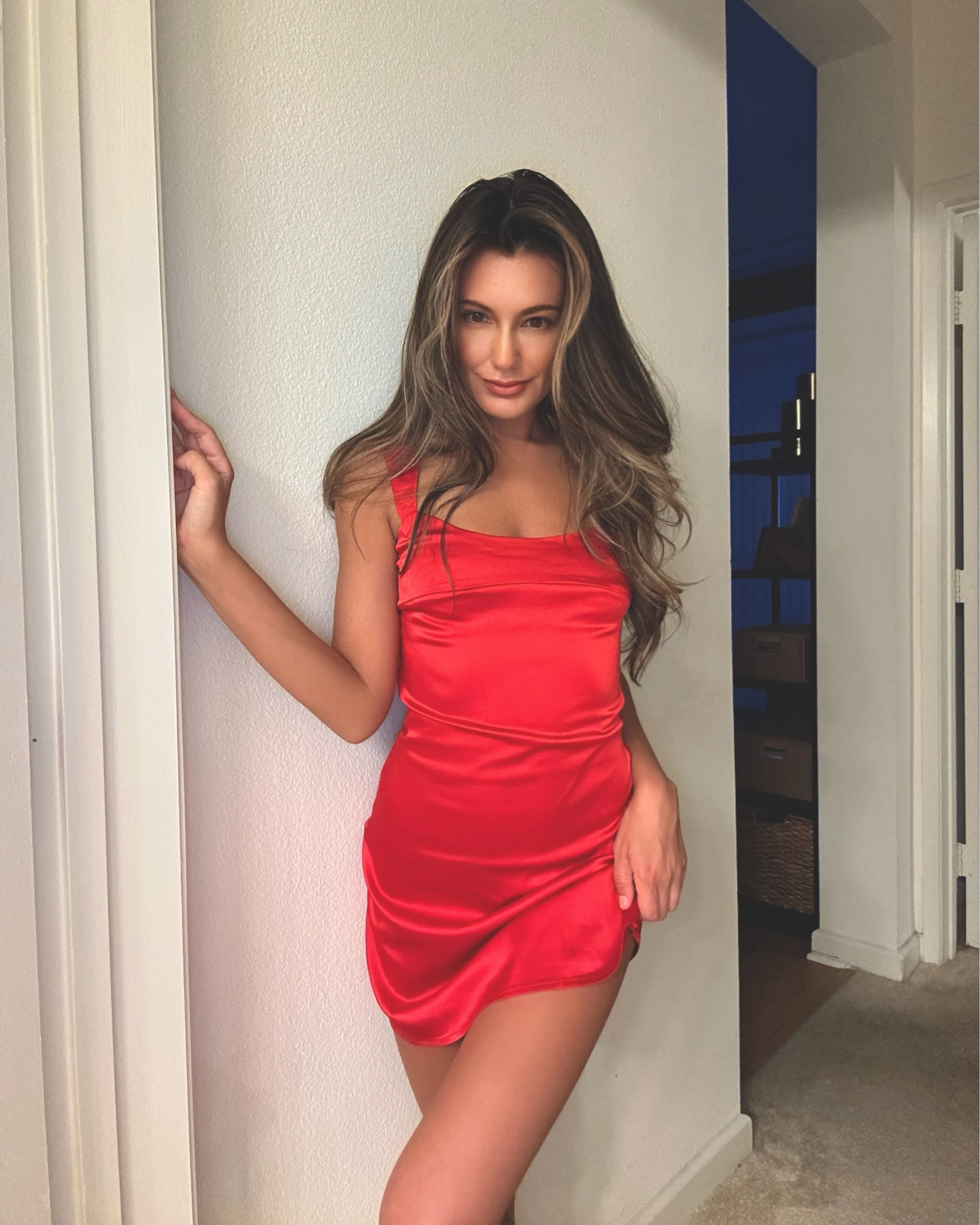 Red dress, satin dress, summer dress, country concert outfit, travel outfit, night out dress, date night outfit, red lipstick, bronzer, curling iron, blow out, setting powder, primer, makeup, hair  

#LTKStyleTip #LTKFindsUnder100 #LTKBeauty