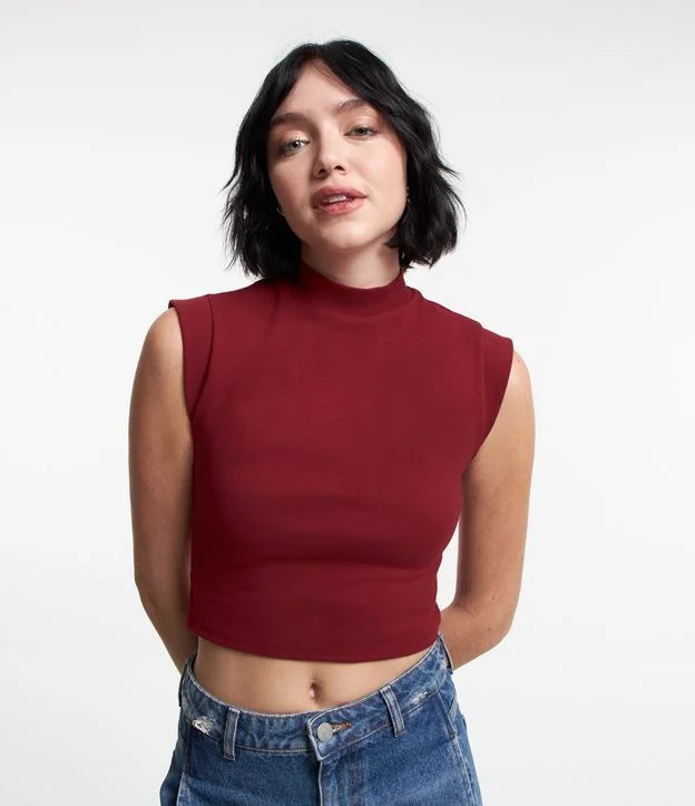 Blusa Regata Cropped com Golinha Alta Vermelho | Renner (BR)