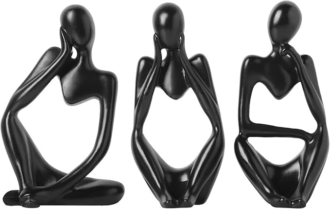 BrownLove 3pcs Decor Blcak Thinker Statue Abstract Art Sculpture，Resin Collectible Figurines fo... | Amazon (US)