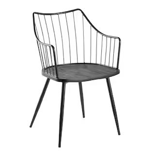 Lumisource Winston Black Metal and Black Solid Wood Farmhouse Dining Chair CH-WINSTON BKBK - The ... | The Home Depot