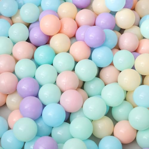 MEOGETY Ball Pit Balls for Babies, 2.17 inch Pack of 100 Balls for Ball Pit Playpen Balls with 5 Color Blue Green Yellow Purple and Pink | Amazon (US)