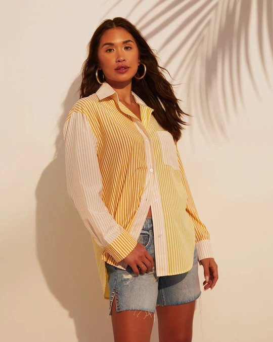 Memphis Striped Button Down Long Sleeve Top | VICI