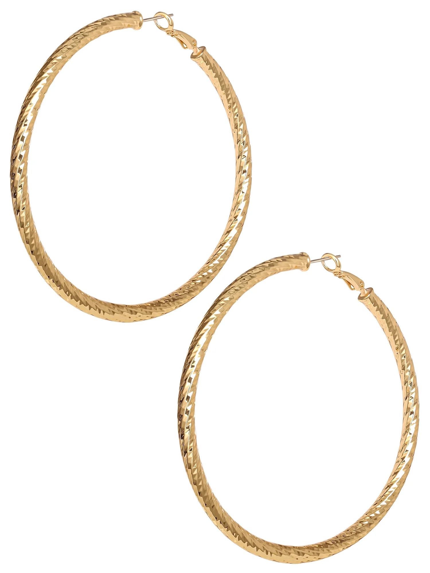 Jessica Simpson Fashion Metal Textured Hoop Earring - Walmart.com | Walmart (US)