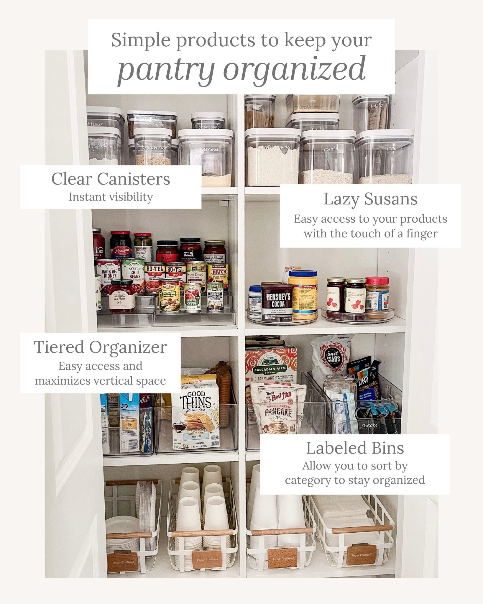 Do you tend to grocery shop and then realize you already had the items hiding in your pantry? If so, then it might be time for a refresh. Don't worry... here is a step by step!

1. Remove everything (yes everything!)
2. Purge anything that is expired or you no longer use
3. Sort by like items ex: snacks, pasta
4. Measure before buying products
5. Organize so you can see everything
A few of my go to items are canisters, lazy susans, tiered organizers, deep bins and baskets.☺️
An organized pantry doesn't just look good it makes daily life easier!

✨ Say LINKS if you want me to send you some of my pantry favorites!

#declutteryourlife #organizingtips #getorganized #homeorganization #homehacks #organizinghacks #pantryorganization

#LTKFindsUnder50 #LTKHome #LTKSaleAlert
