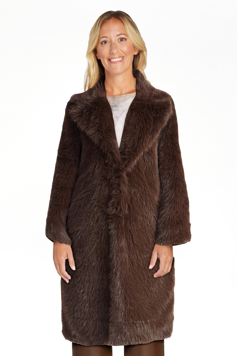 Madden NYC Women's Oversized Faux Fur Coat, Sizes XS-XXXL | Walmart (US)