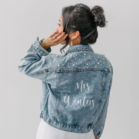 Embroidered denim jacket for bride

#LTKwedding #LTKfindsunder100