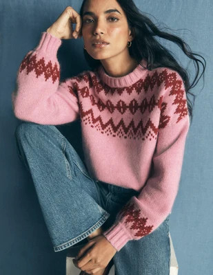 Chunky Fair Isle Sweater-Spring Blossom Pink, Fair Isle | Boden (US)
