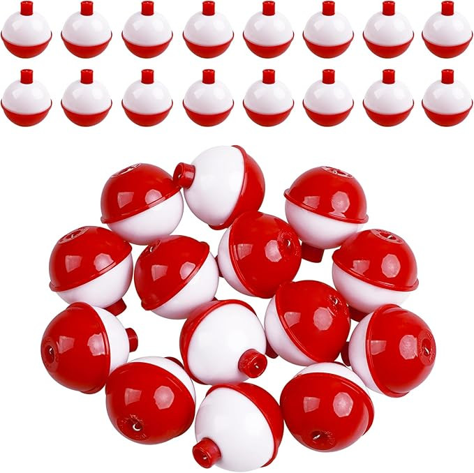 JSHANMEI Fishing Bobbers Hard ABS Push Button Round Buoy Red/White Snap-on Fishing Floats Bobbers... | Amazon (US)