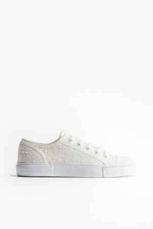 Canvas Sneakers - No heel - Khaki green - Ladies | H&M US | H&M (US + CA)