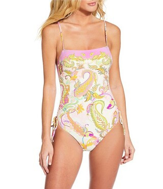 Gianni Bini Paisley Ruched Tie Side One Piece Swimsuit | Dillard's | Dillard's