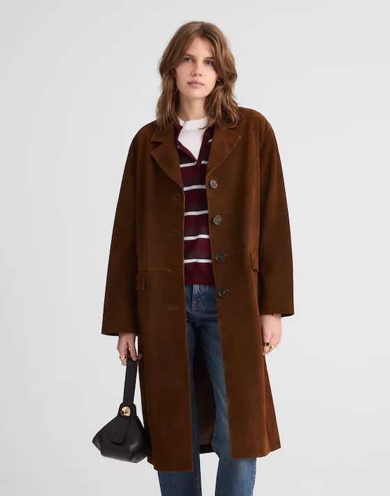 Single-Breasted Topcoat in Suede | Madewell