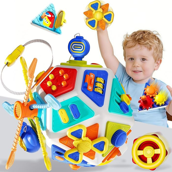 22-in-1 Busy Board for 1 Year Old, Activity Cube Montessori Sensory Toys for for Toddler 1-3, Ear... | Amazon (US)
