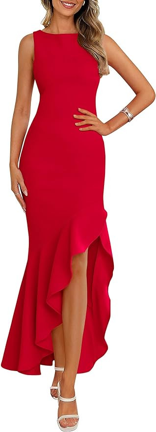 PRETTYGARDEN Wedding Guest Dresses for Women 2026 Summer Formal Gala Maxi Dress Ruffle Mermaid Co... | Amazon (US)