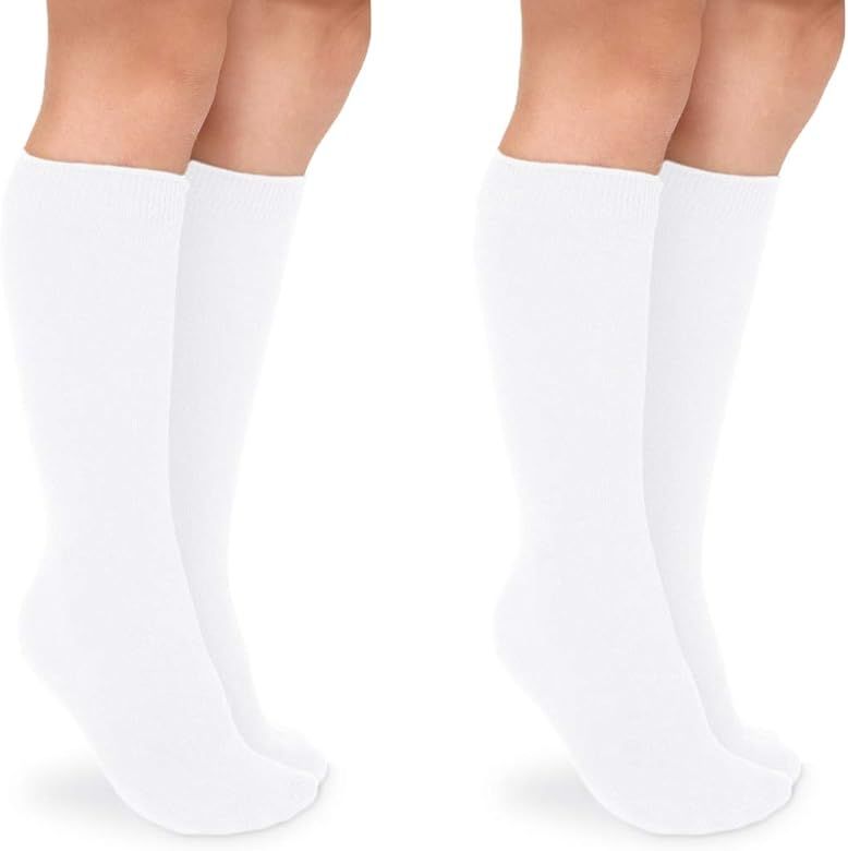 Jefferies Socks Girls School Uniform Seamless Cotton Knee High Socks 2 Pair Pack | Amazon (US)