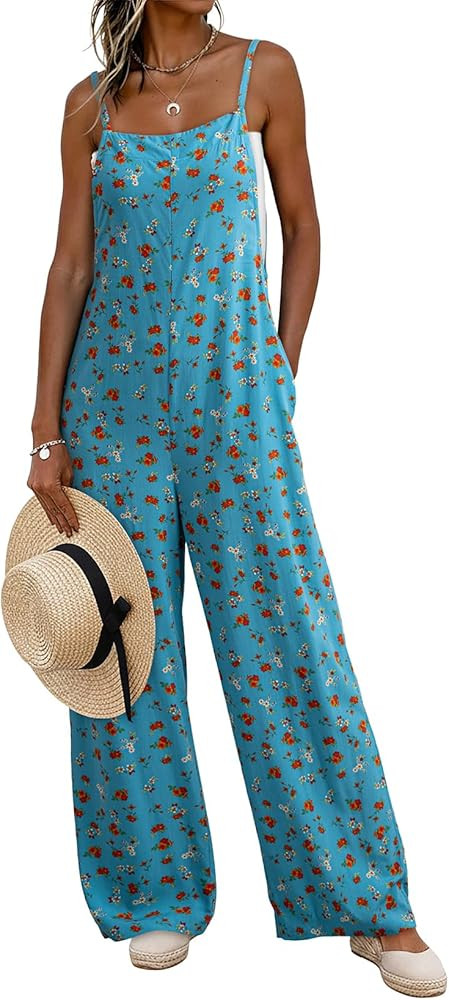 Dokotoo Women's Causal One Piece Sleeveless Jumpsuits Floral Boho Overalls Wide Leg Rompers Pants... | Amazon (US)