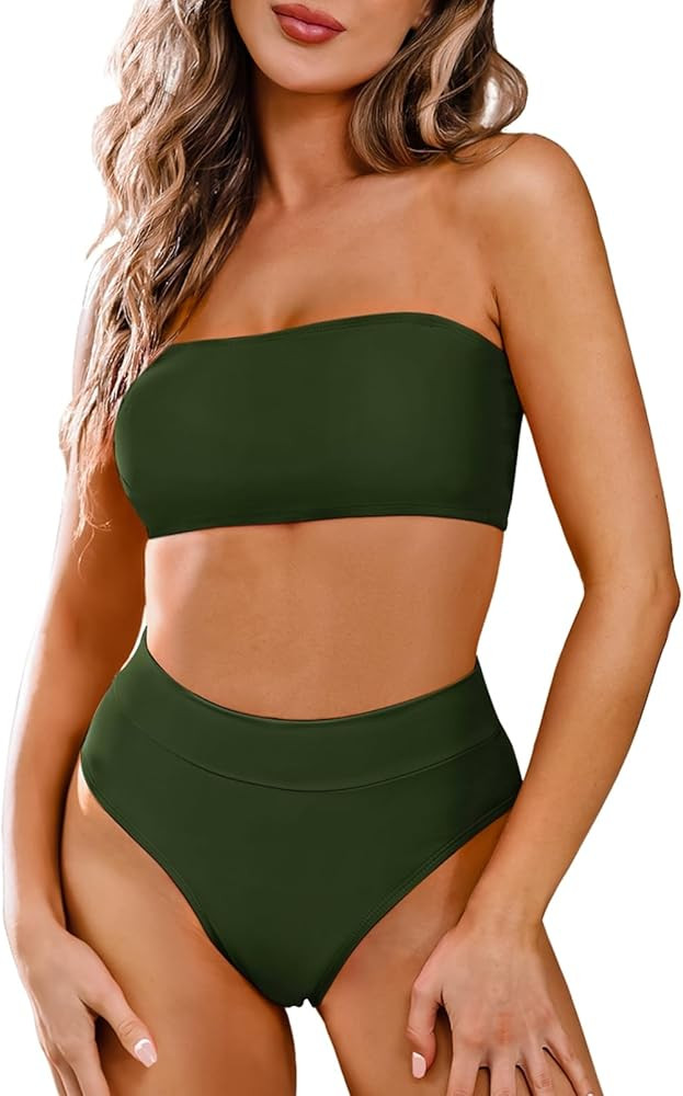 Pink Queen Women's Removable Strap Wrap Pad Cheeky High Waist Bikini Set Swimsuit | Amazon (US)