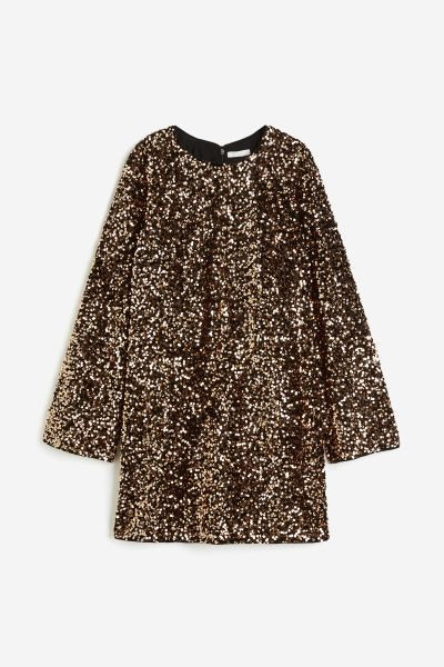 Sequined Dress - Bronze-colored - Ladies | H&M US | H&M (US + CA)
