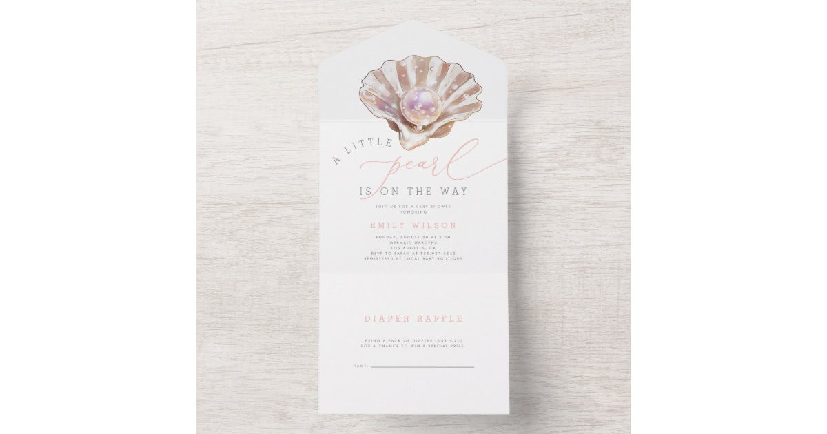 A Little Pearl Is On The Way Baby Shower All In One Invitation | Zazzle | Zazzle