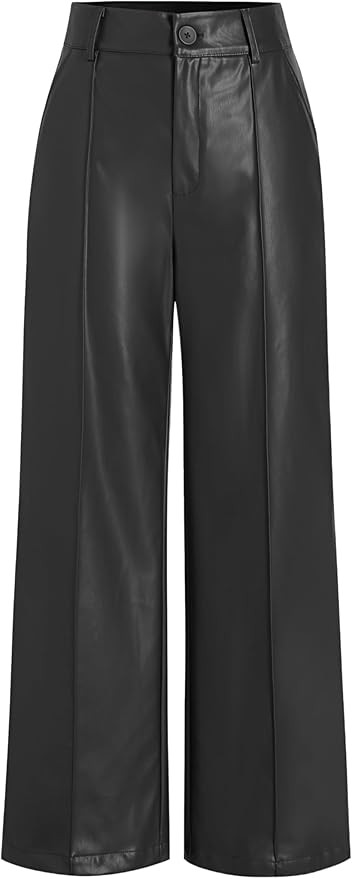 CIDER Faux Leather Solid High Waist Wide Leg Trousers | Amazon (US)