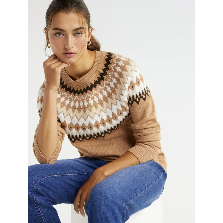 Time and Tru Women's Pullover Crew Neck Sweater, Midweight, Sizes XS-XXXL | Walmart (US)