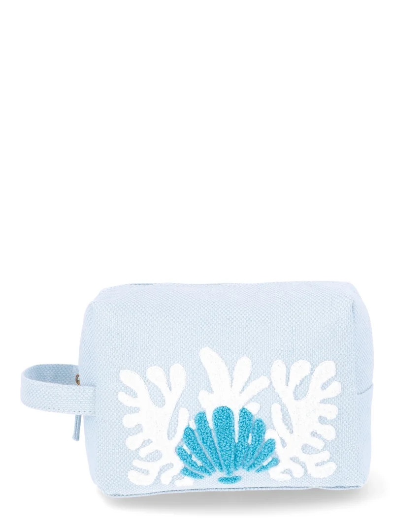 No Boundaries Woven Seashell Pouch, Light Blue - Walmart.com | Walmart (US)