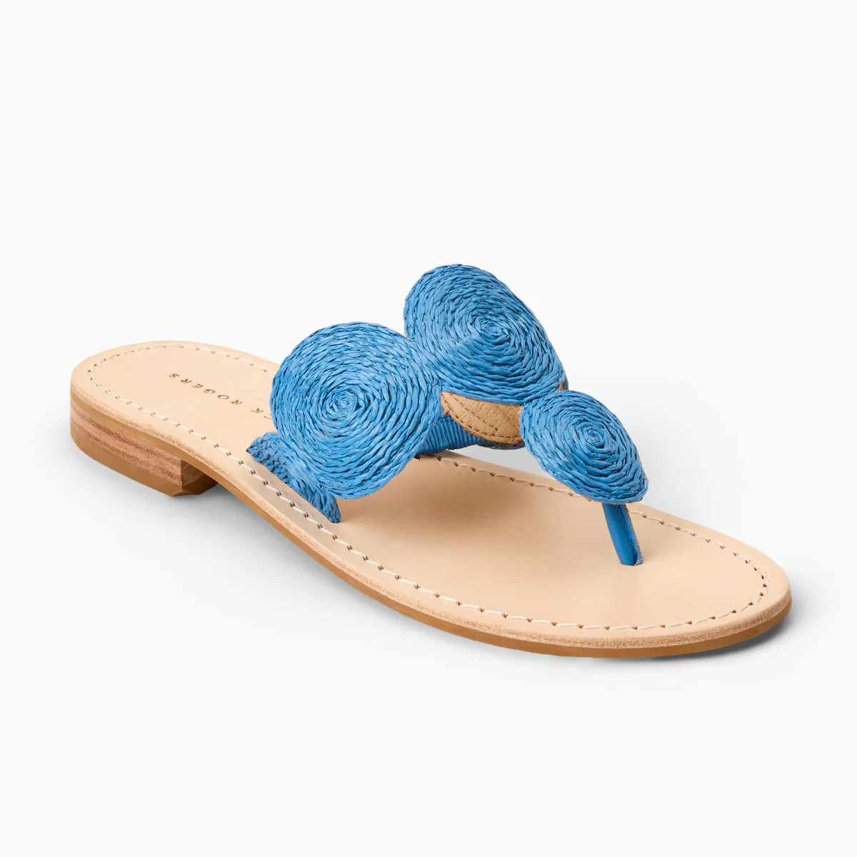 Jack Rogers Margo Flat Sandal — Salt Water Blue Raffia | Jack Rogers