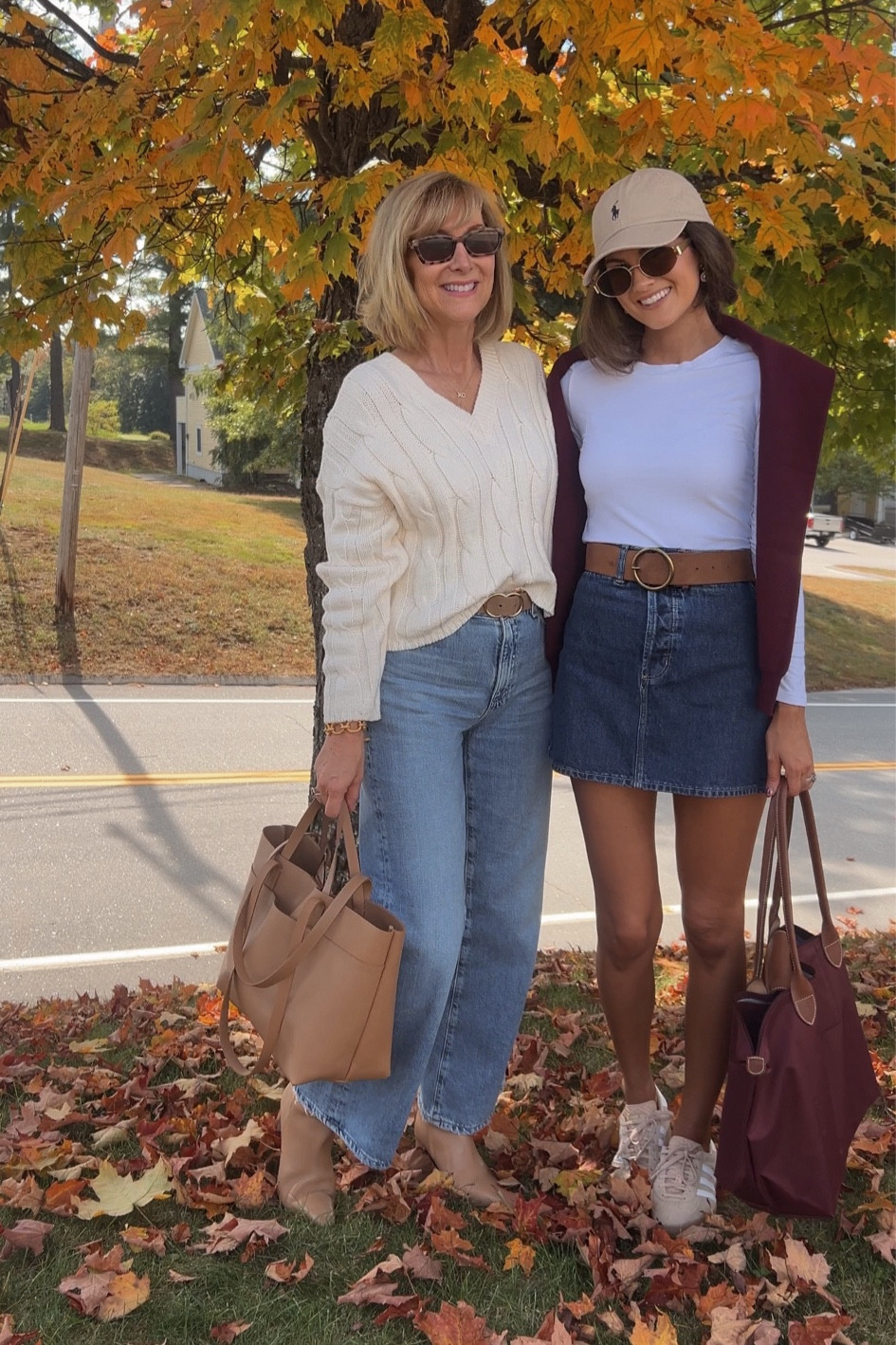 Outfit check! Mother daughter outfits for our fall girls trip.
Wide leg denim, cable crop sweater and tan leather boots and tote.

#LTKSeasonal #LTKTravel #LTKStyleTip