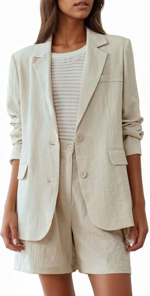 Mina Self Linen Blazer for Women 2025 Summer - Full-Lined Oversized Lightweight Casual Work Busin... | Amazon (US)